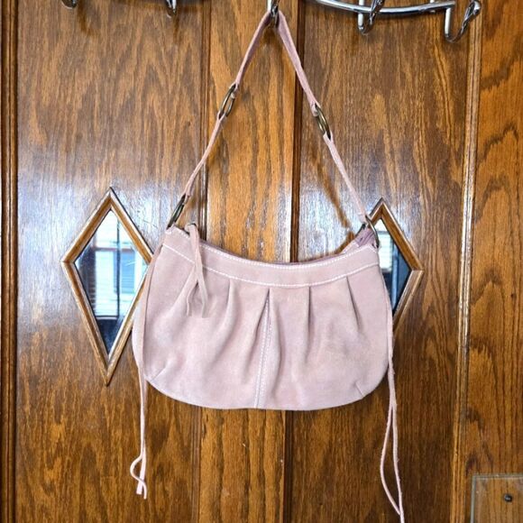 Old Navy Pink Suede Shoulder Bag with Fringe - Picture 1 of 8
